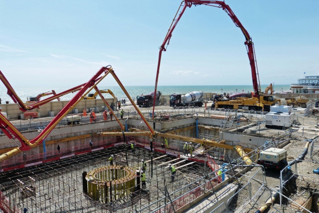 Concrete mixers on Brighton seafront